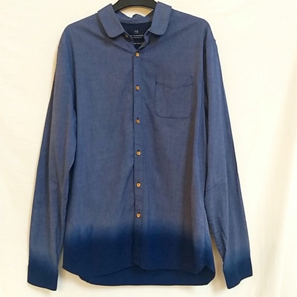 Scotch & Soda Blue Ombre Long Sleeve Button Up Shirt L